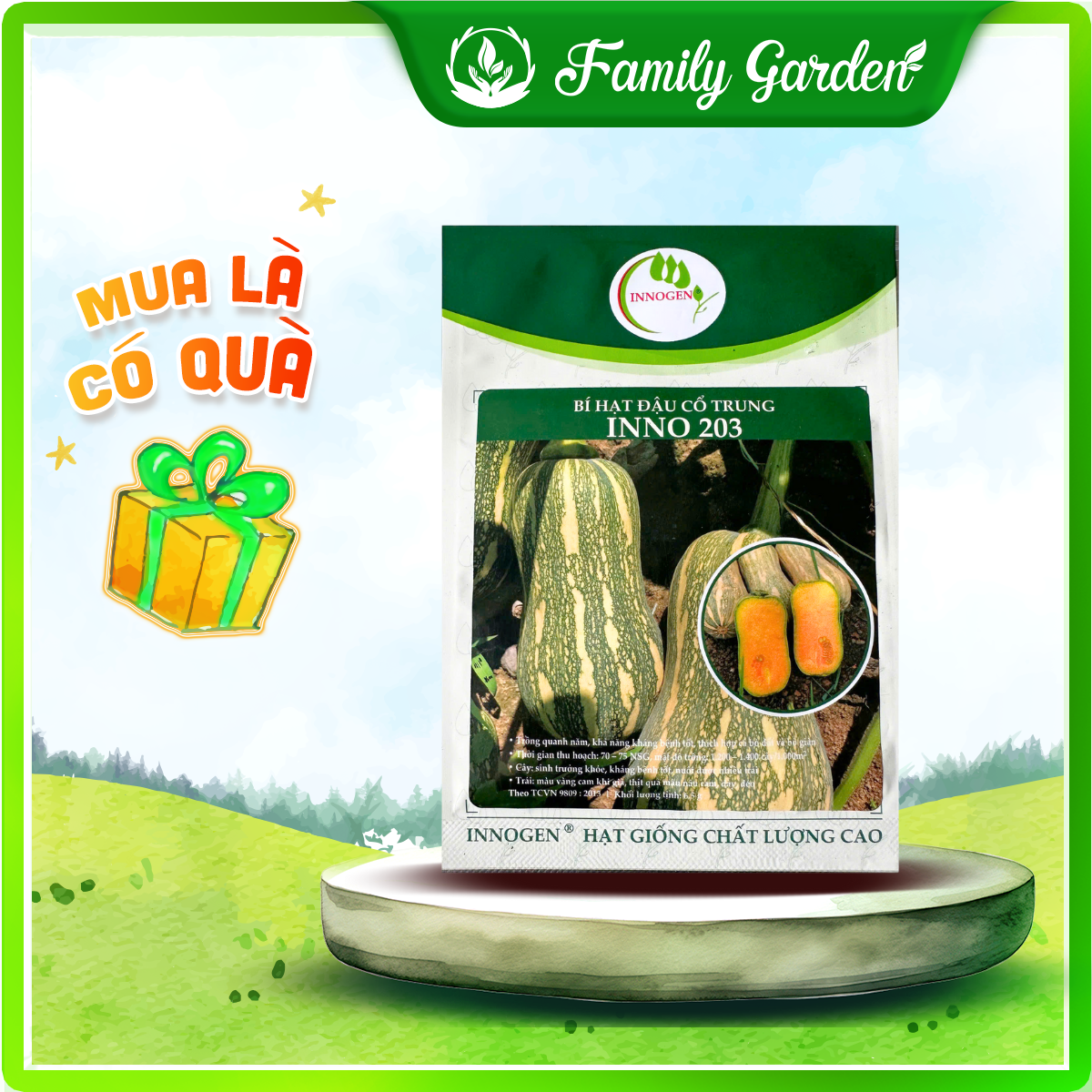 Hạt Giống Bí Hạt Đậu Cổ Trung INNO 203 | Gói 15 Hạt