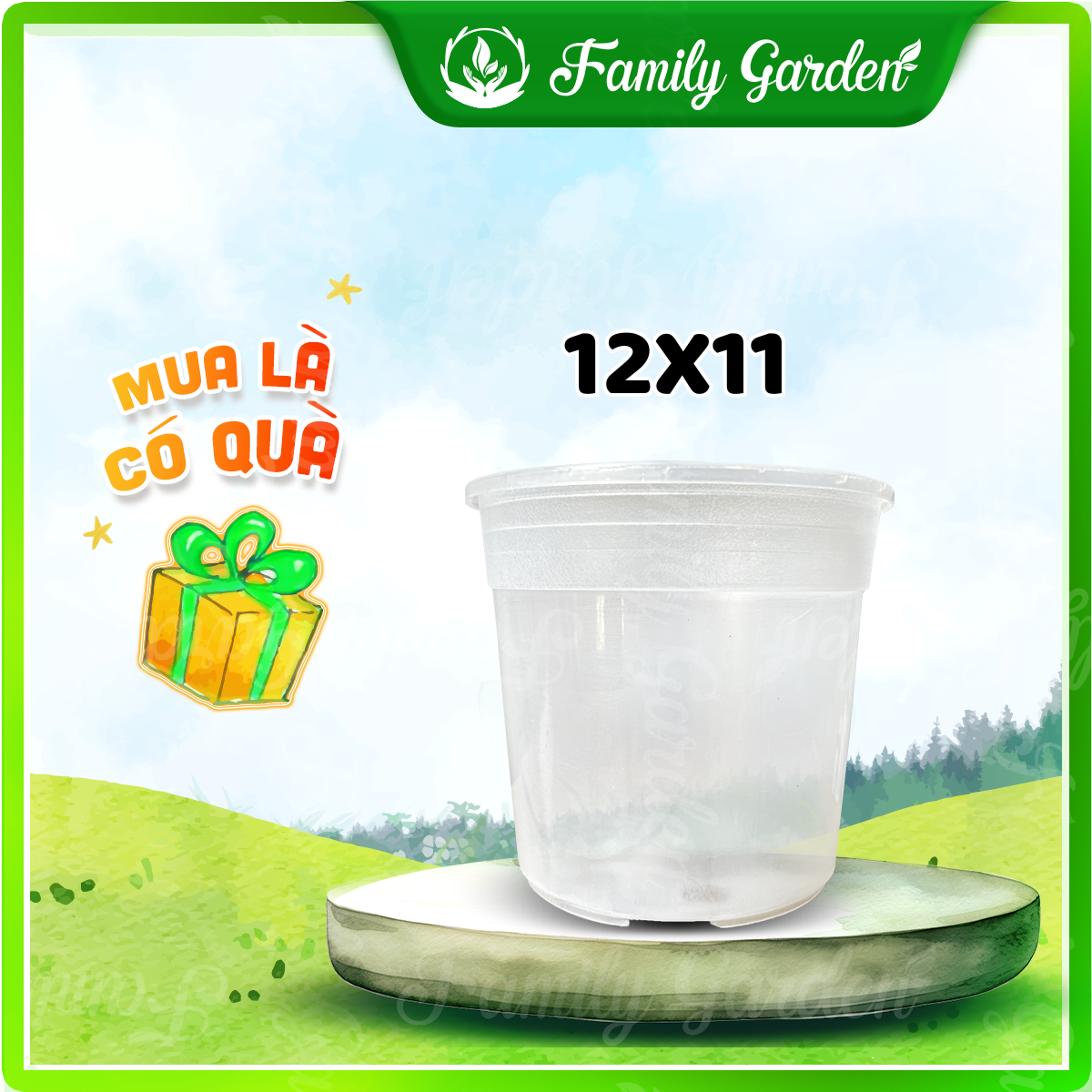 Chậu nhựa trong suốt Thakico - Tròn - Size thông dụng 12x11cm  | Độc quyền Family Garden