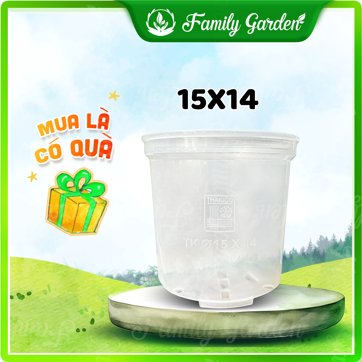 Chậu nhựa trong suốt Thakico - Tròn - Size thông dụng 15x14cm  | Độc quyền Family Garden