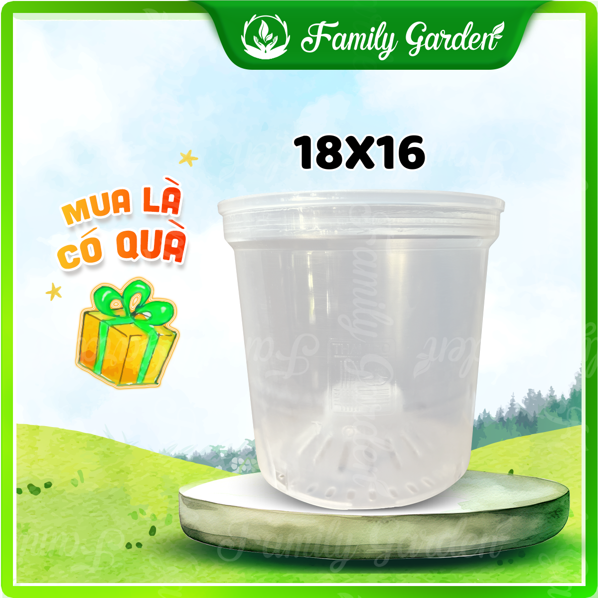 Chậu nhựa trong suốt Thakico - Tròn - Size thông dụng 18x16cm  | Độc quyền Family Garden