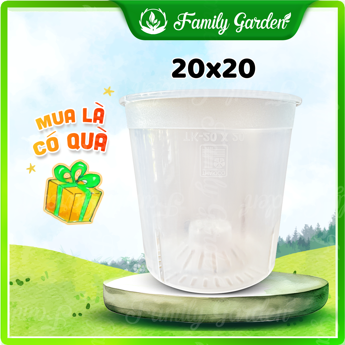 Chậu nhựa trong suốt Thakico - Tròn - Size thông dụng 20x20cm  | Độc quyền Family Garden