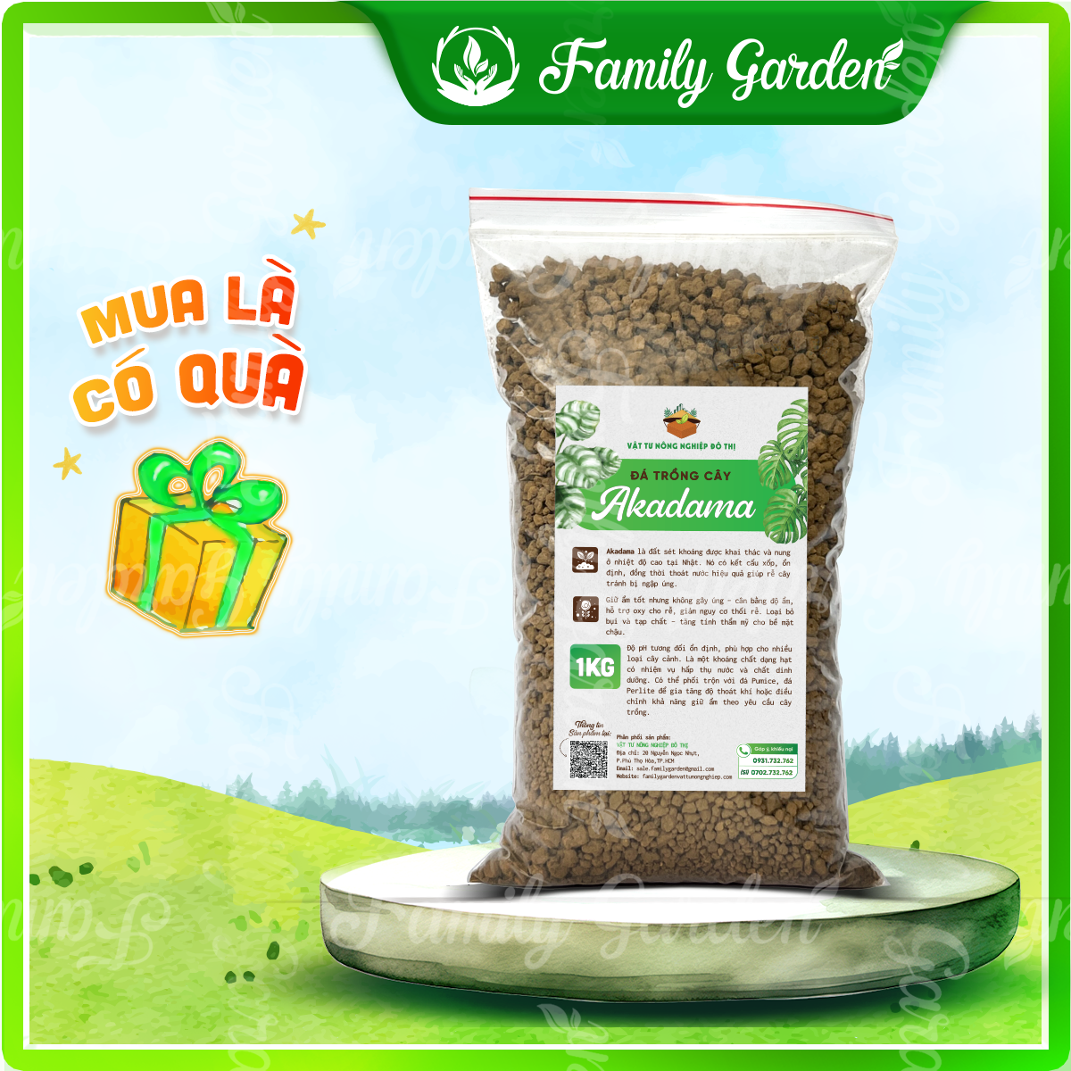 Túi 1kg đất sét nung Akadama - Độc quyền Family Garden
