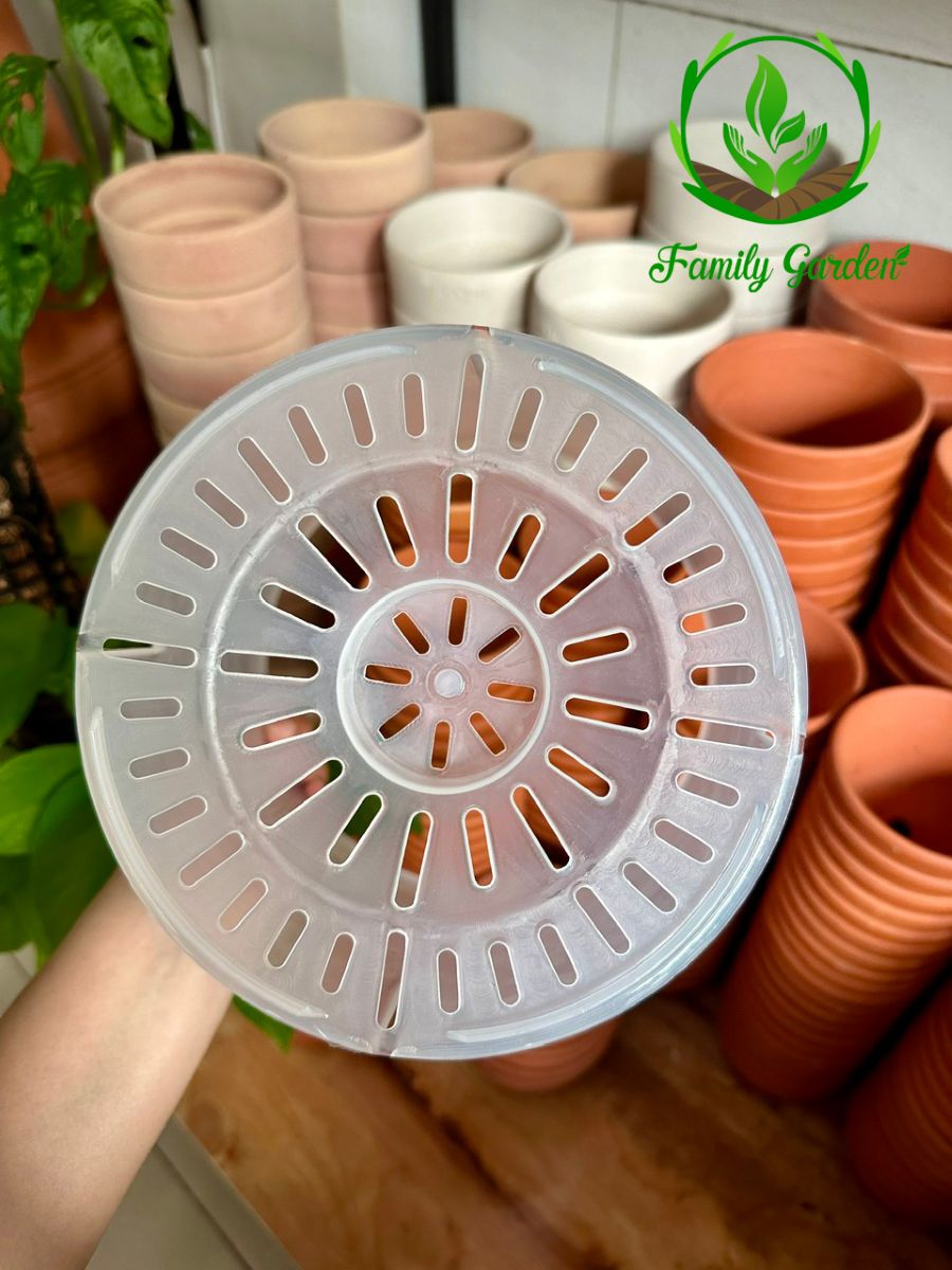 Ảnh chụp đáy chậu nhựa trong suốt Thakico - Tròn - Size thông dụng 20x20cm  | Độc quyền Family Garden