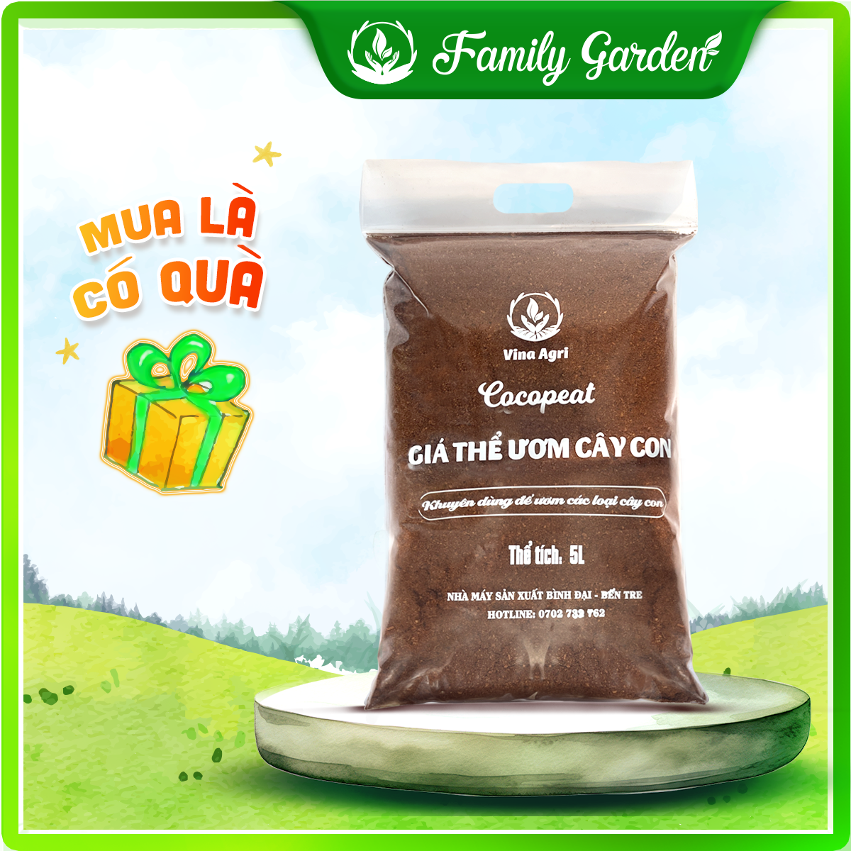 Túi 5L Giá thể ươm giống, ươm cây đã xử lý - Giá thể trồng cây | Độc quyền Family Garden