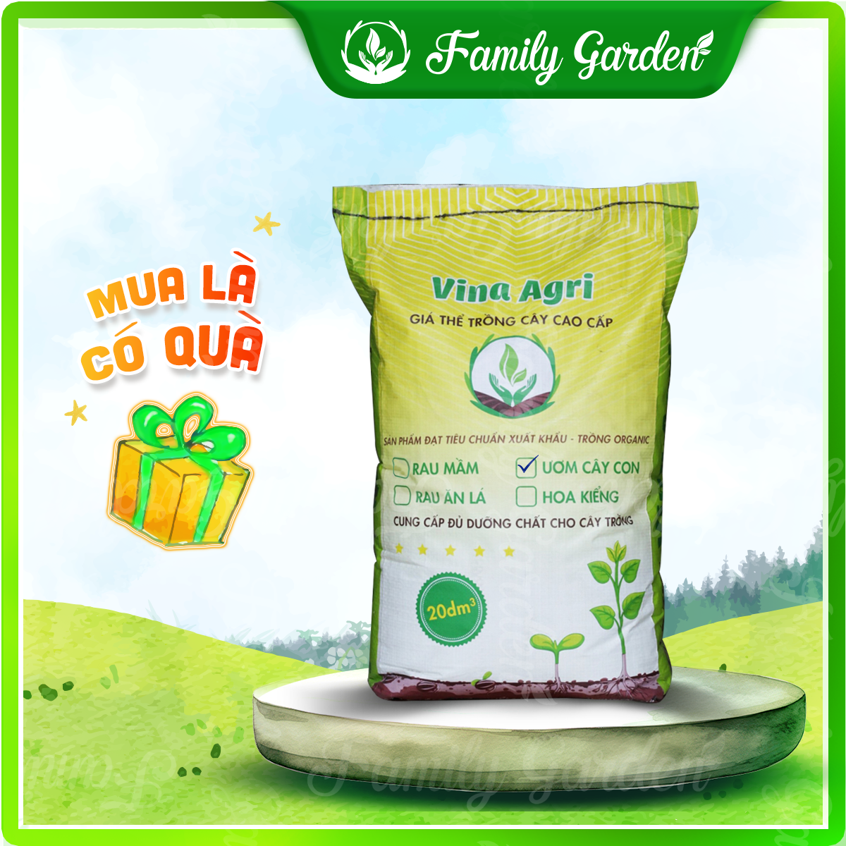 Bao 20L Giá thể ươm giống, ươm cây đã xử lý - Giá thể trồng cây | Độc quyền Family Garden