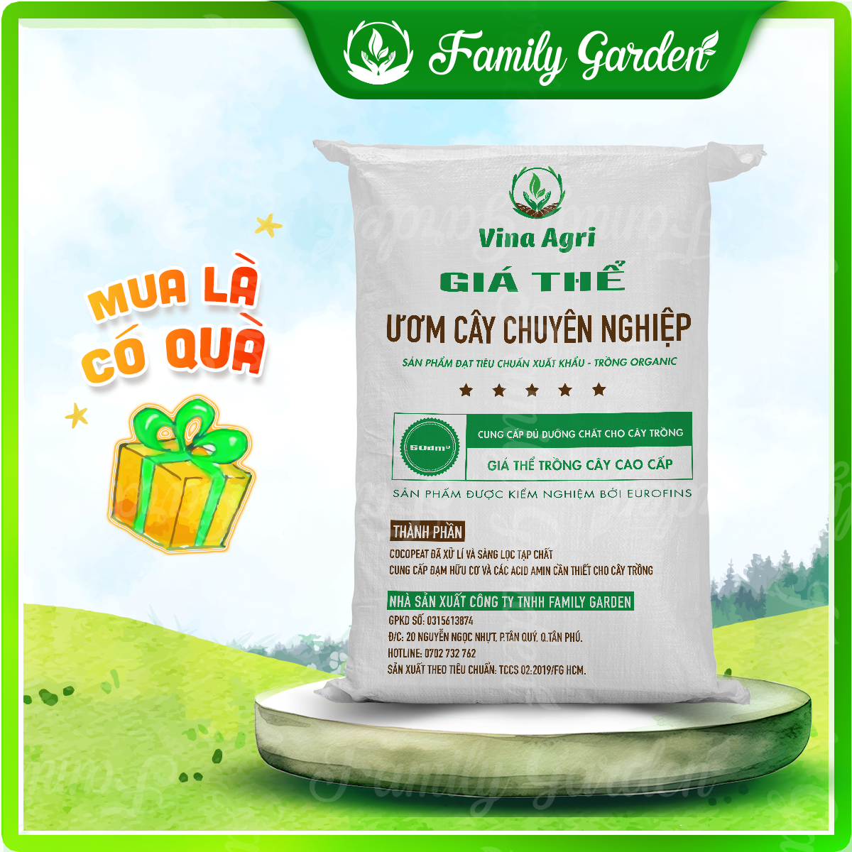 Bao 50L Giá thể ươm giống, ươm cây đã xử lý - Giá thể trồng cây | Độc quyền Family Garden