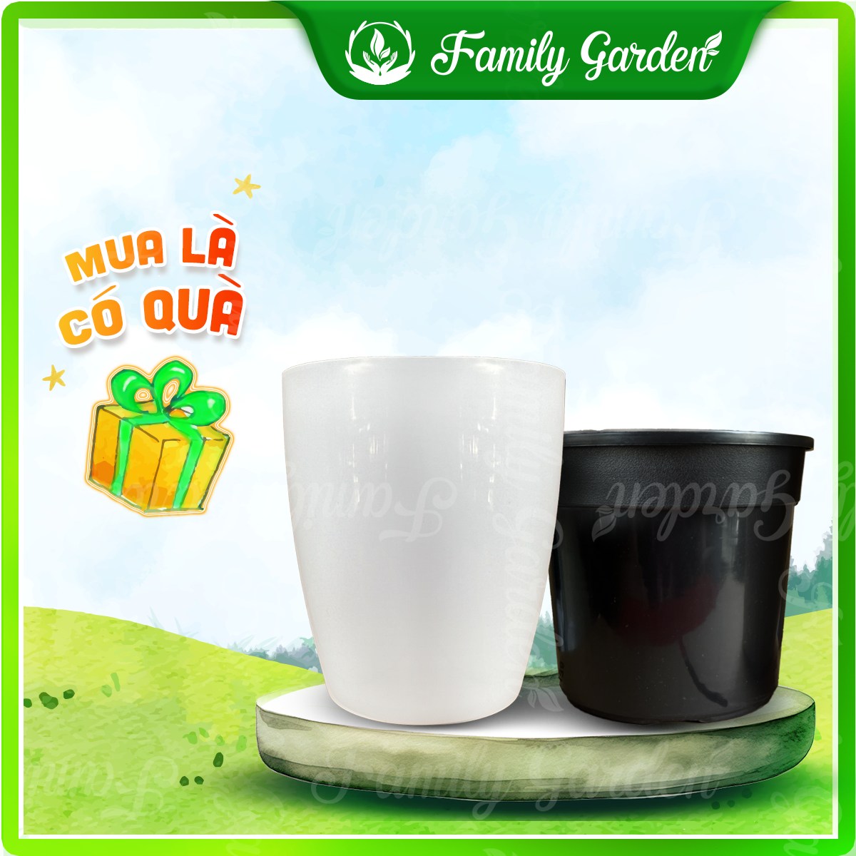 Set chậu nhựa trồng cây thủy sinh, thủy canh và chậu thoát nước Thakico | Độc quyền Family Garden