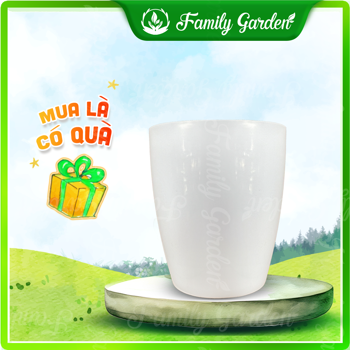 Chậu nhựa trắng Thakico - Chậu nhựa trồng cây thủy sinh, thủy canh - Size 11x13cm | Family Garden