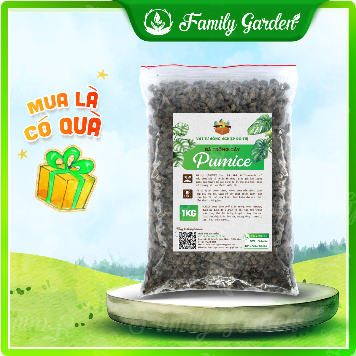Túi 1kg đá bọt (Pumice stone) - Độc quyền Family Garden