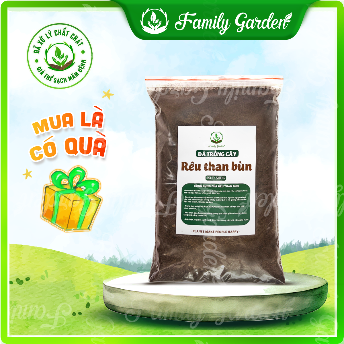 Túi 500Gr Rêu than bùn Peatmoss - Giá thể trồng cây chất lượng cao | Độc quyền Family Garden