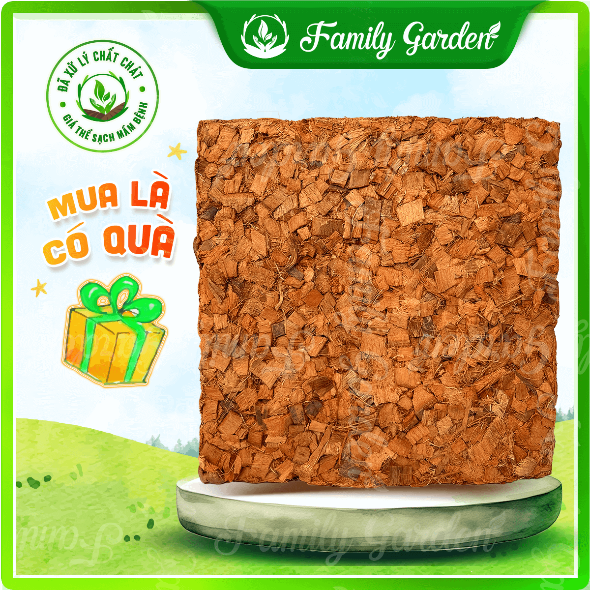 Viên nén vỏ dừa cắt 5Kg Family Garden đã xử lý chất chát gây hại