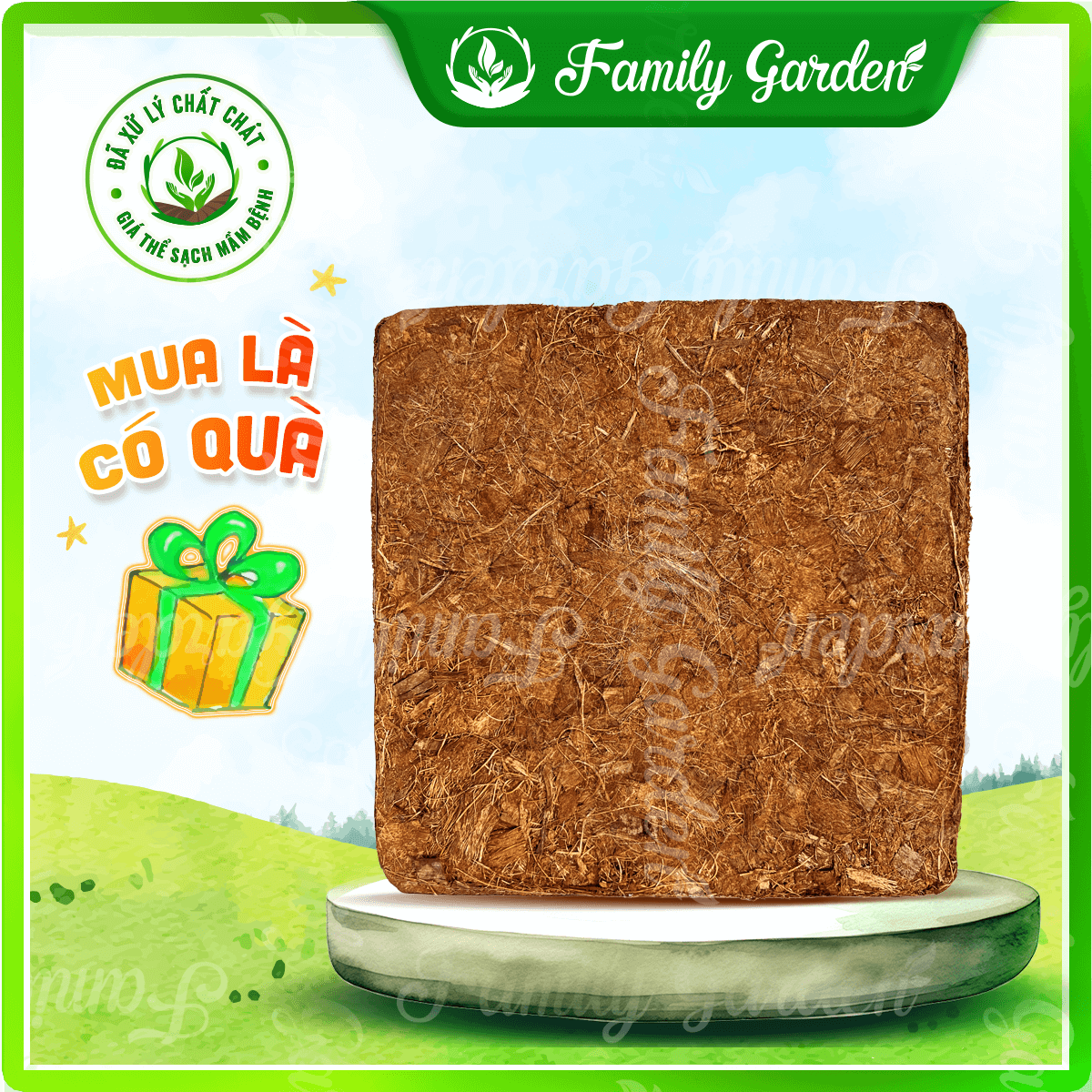 Viên nén xơ chip mụn dừa 1Kg đã qua xử lý - Giá thể trồng cây | Độc quyền Family Garden