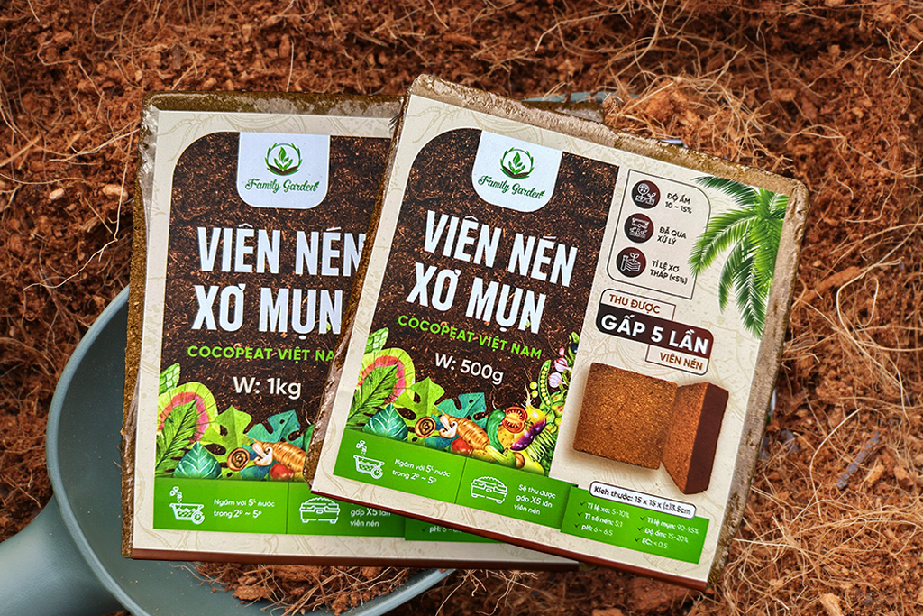 Viên nén xơ mụn dừa đã qua xử lý chất chất loại 500gr của Vật Tư Nông Nghiệp Đô Thị - Cocopeatvietnam
