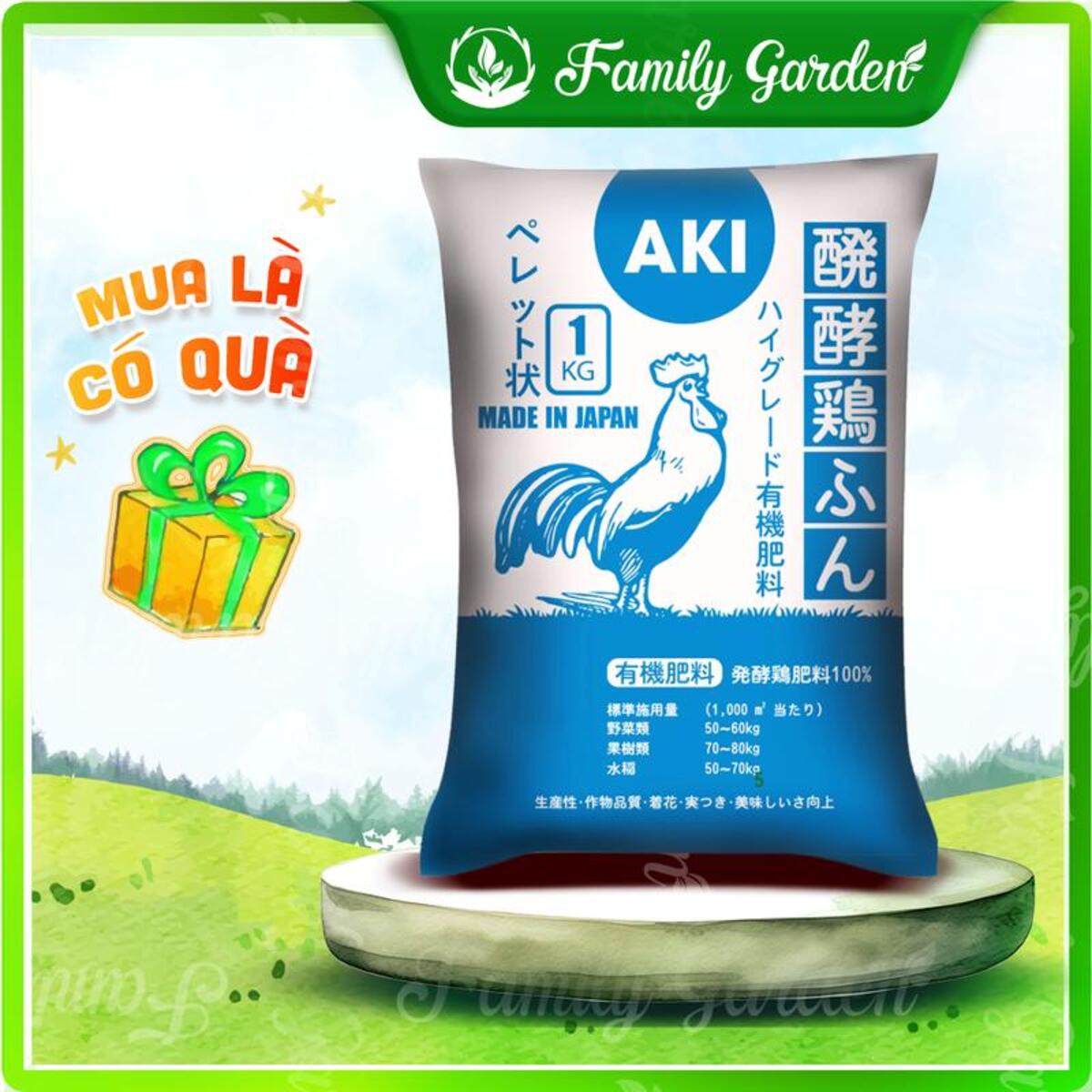 Túi 1kg phân gà hữu cơ Nhật Aki - Độc quyền Family Garden