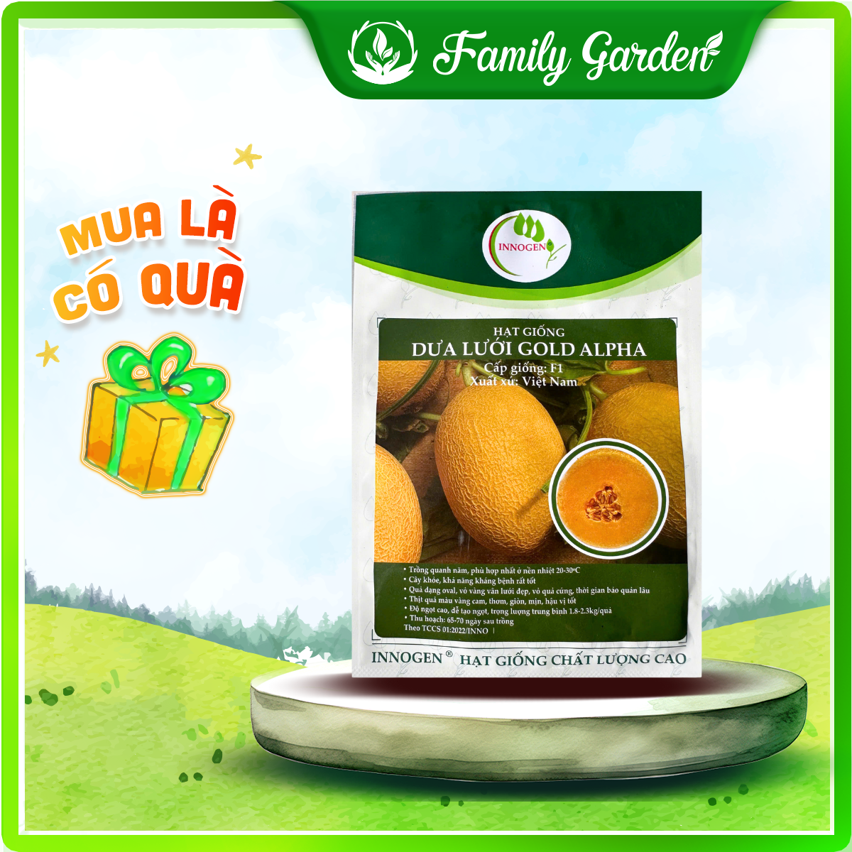 Hạt giống dưa lưới Gold Alpha - Độc quyền Family Garden