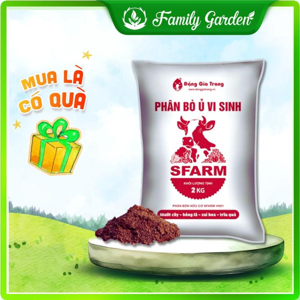 Túi 2kg phân bò ủ hoai vi sinh SFARM - Độc quyền Family Garden