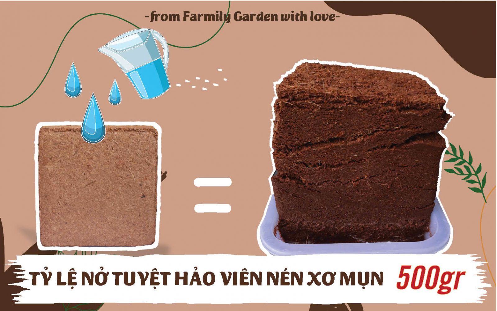 Tỷ lệ nở của viên nén xơ mụn dừa Family Garden vật tư nông nghiệp