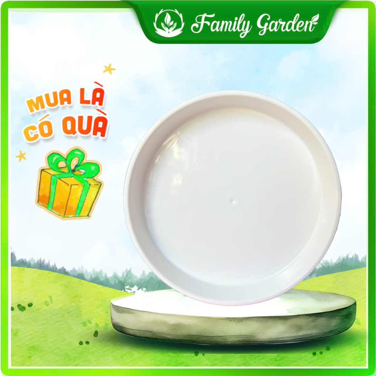 Dĩa nhựa trắng lót chậu Thakico | Độc quyền Family Garden