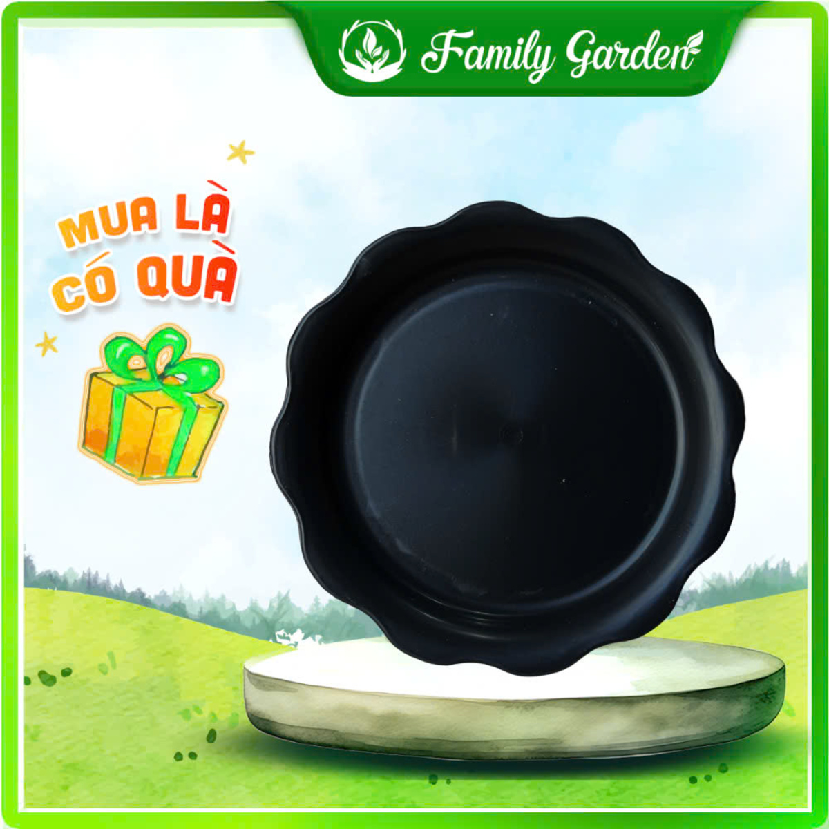 Dĩa nhựa bèo trắng/đen size 16/12 | Độc quyền Family Garden
