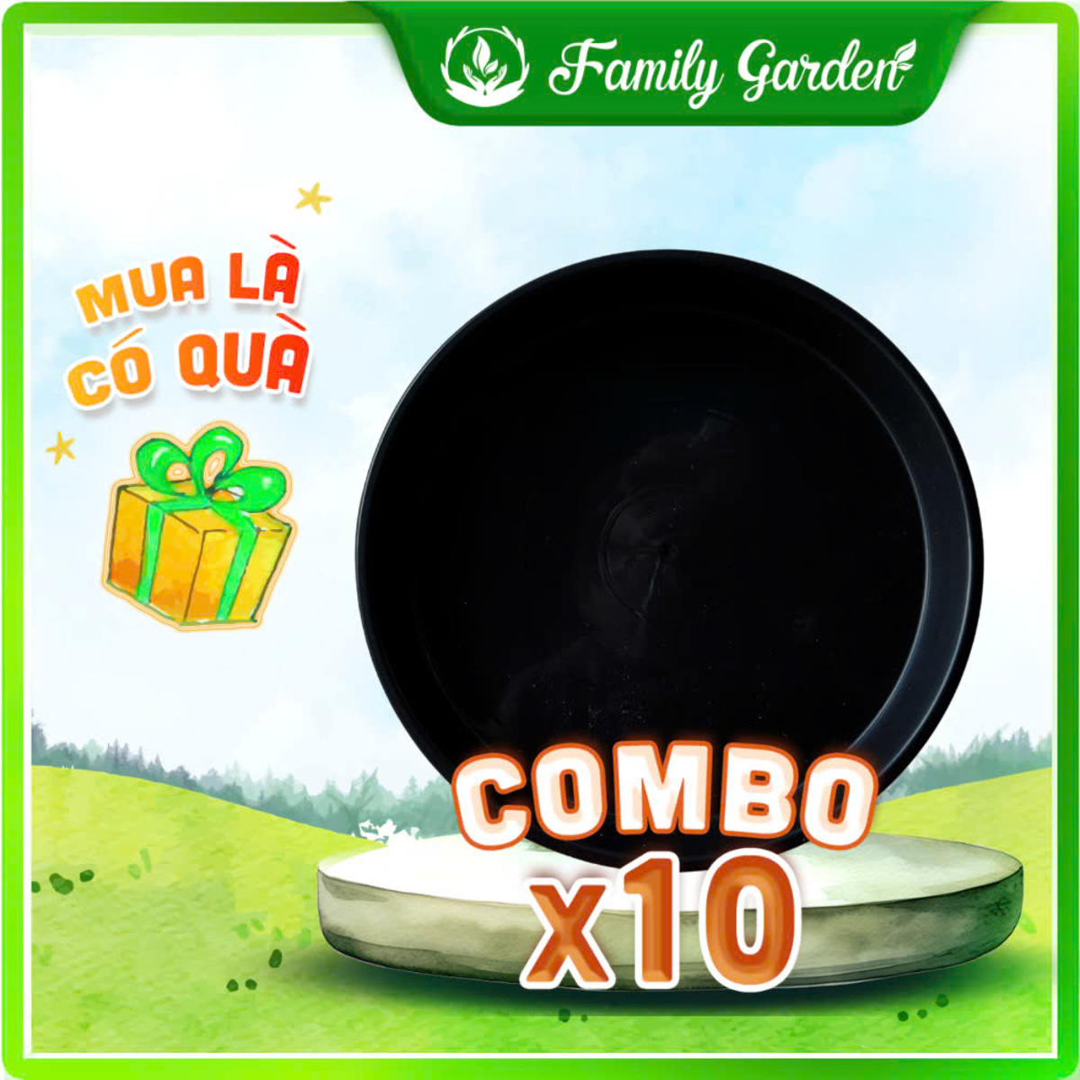 Combo 10 dĩa nhựa đen lót chậu Thakico - Đa dạng kích thước | Độc quyền Family Garden
